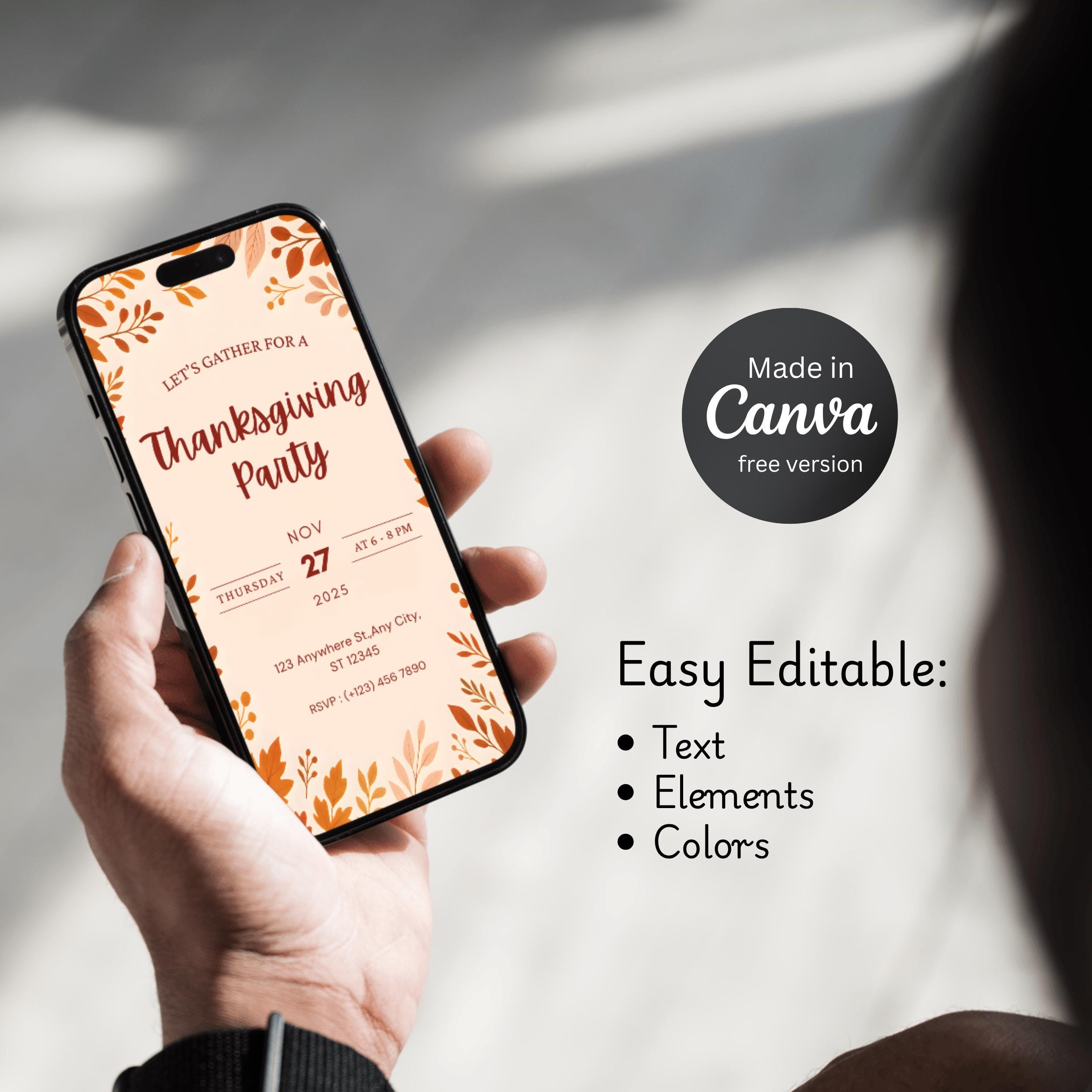 Thanksgiving Party Invitation | Editable Canva Dinner Invite 8 Thanksgiving Party Invitation | Editable Canva Dinner Invite - Image 8