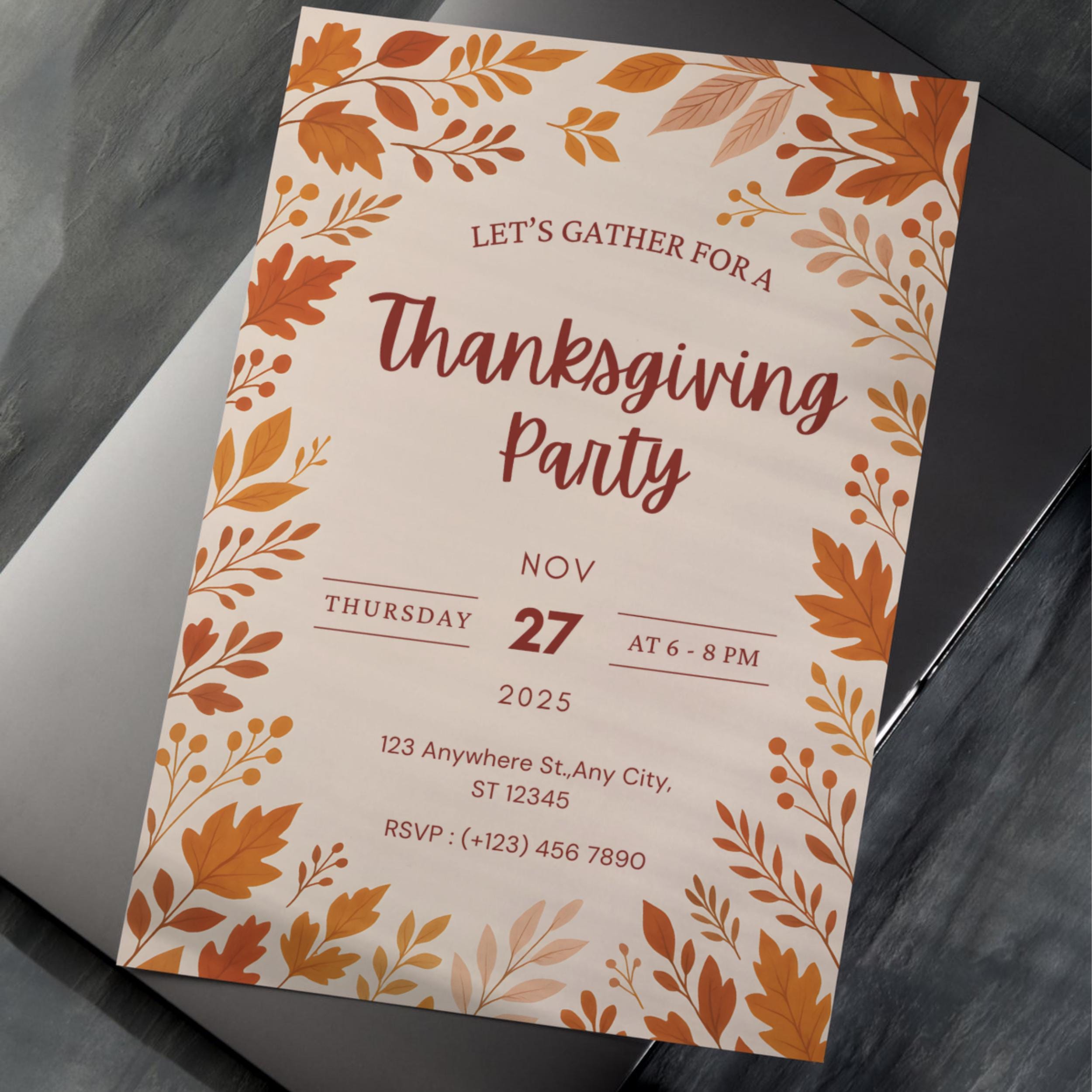 Thanksgiving Party Invitation | Editable Canva Dinner Invite 7 Thanksgiving Party Invitation | Editable Canva Dinner Invite - Image 7