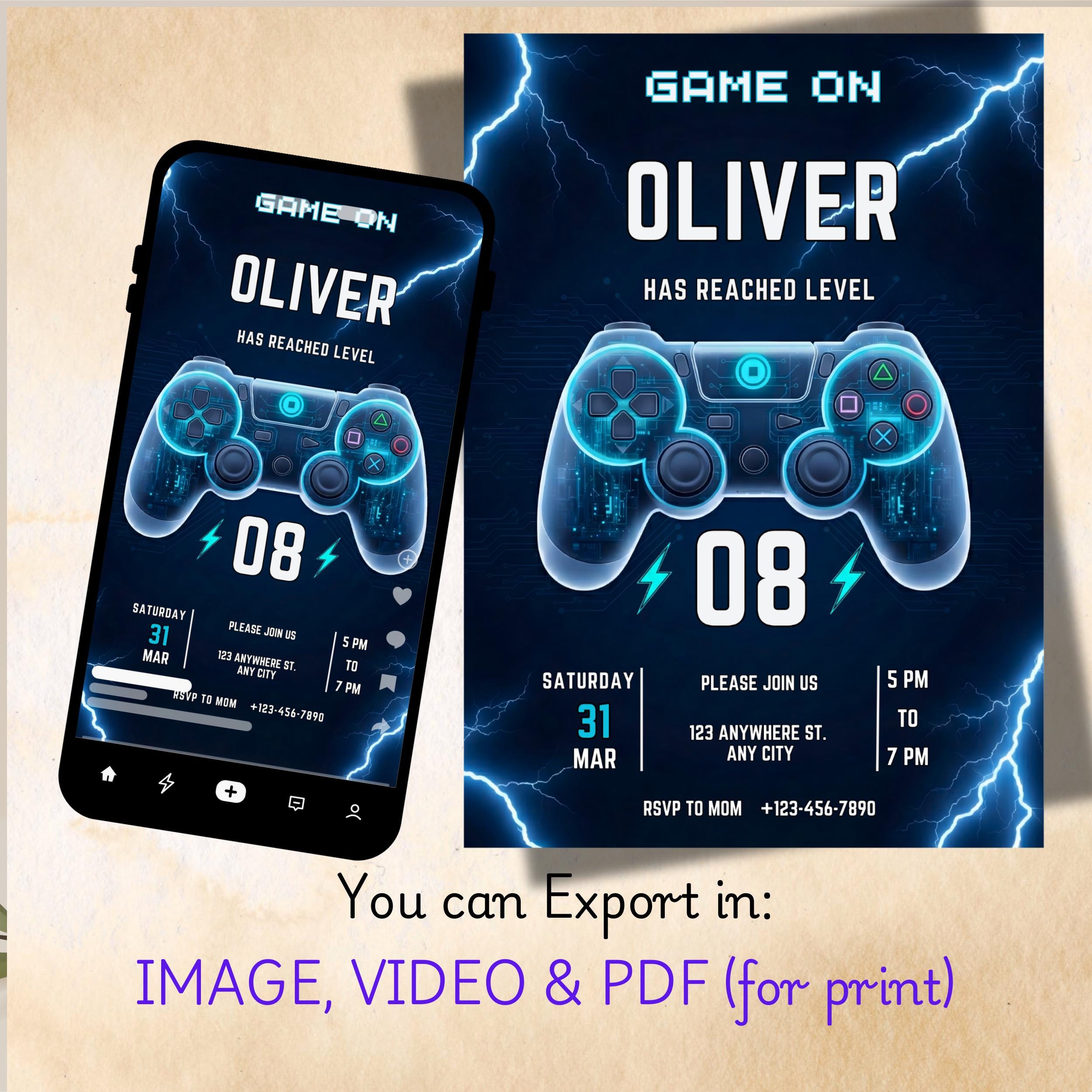 Video Gamer Birthday Invitation | Editable Level Up Canva Template 3 Video Gamer Birthday Invitation | Editable Level Up Canva Template - Image 3