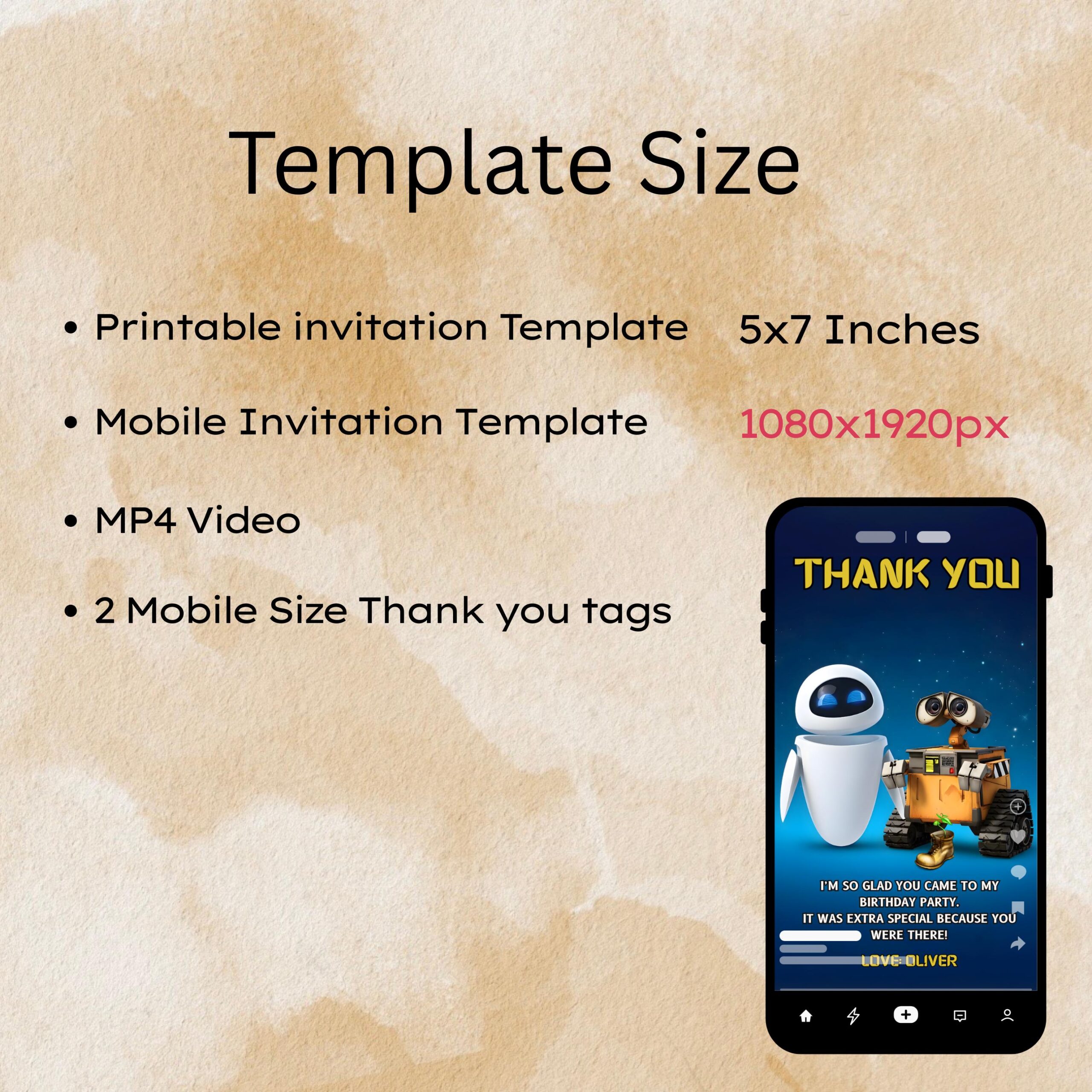 Wall-E Birthday Invitation – Editable Printable & Video 9 Wall-E Birthday Invitation – Editable Printable & Video - Image 9