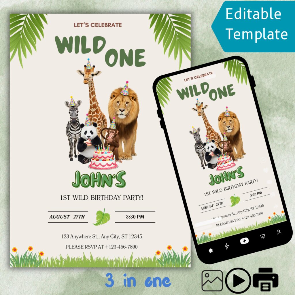 Wild One Birthday Invitation